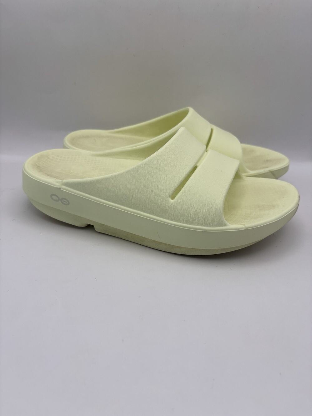 OOFOS Ooahh Neon Yellow Slides Women Size 6